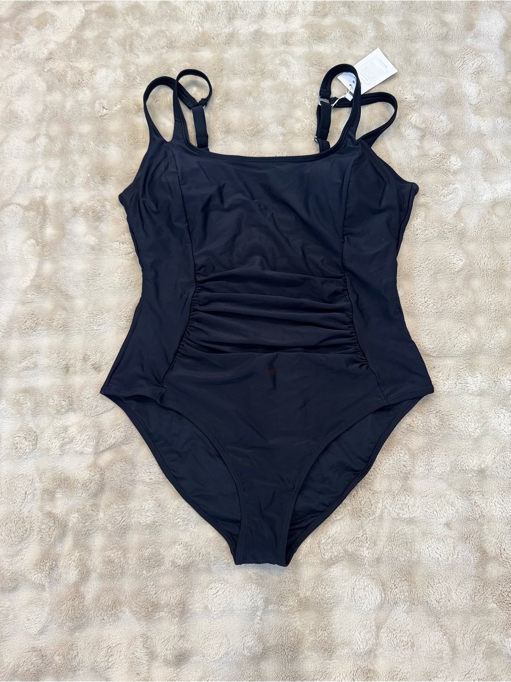 Amazon Women's Black One-Piece Swimsuit with Adjustable Double Straps